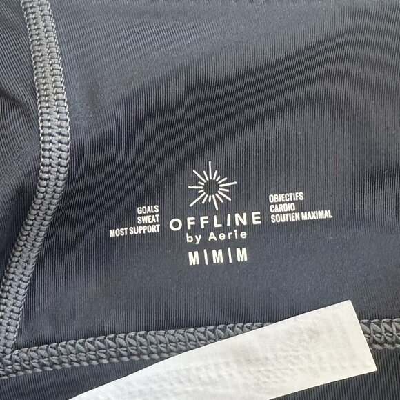 NWT Offline by Aerie Black with Gray Stitching Goals Padded Sports Bra - Size: M - Picture 3 of 8